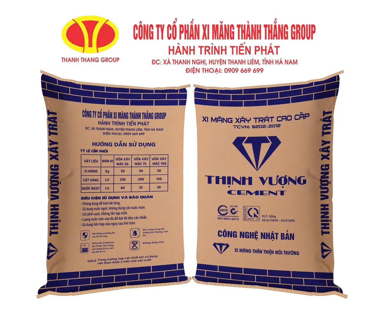 Bao xi măng Thịnh Vượng xây trát cao cấp