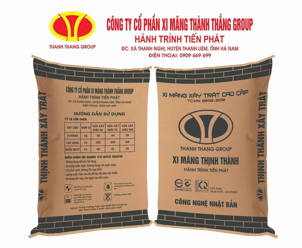 Bao xi măng Thịnh Thành xây trát cao cấp